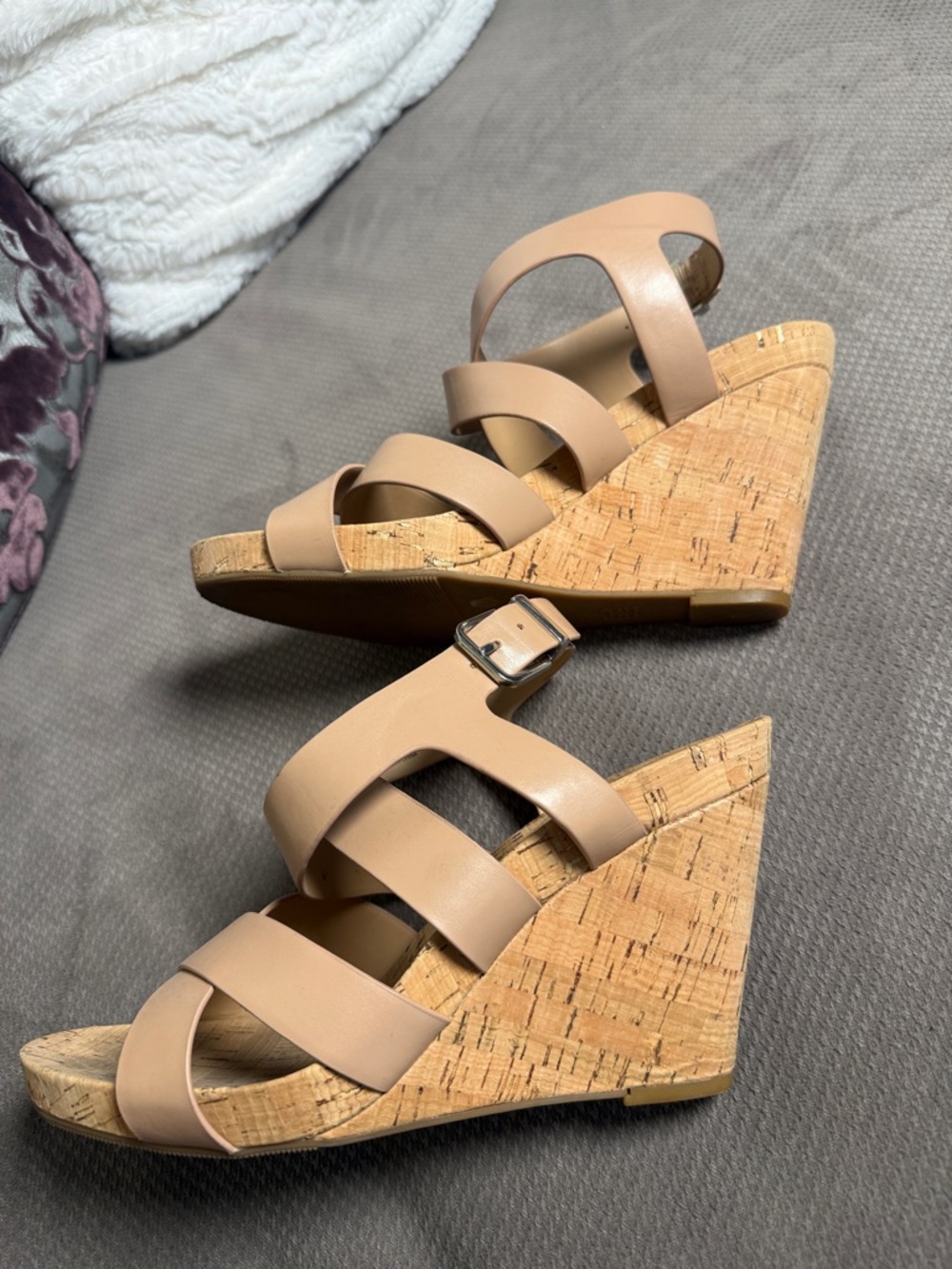 INC International Concepts Beige Cork Wedge Sandals - Picture 5 of 10